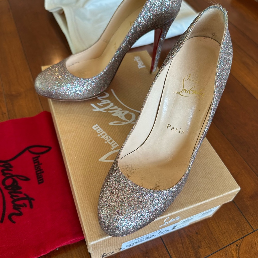 Christian Louboutin Sparkling Silver Heels